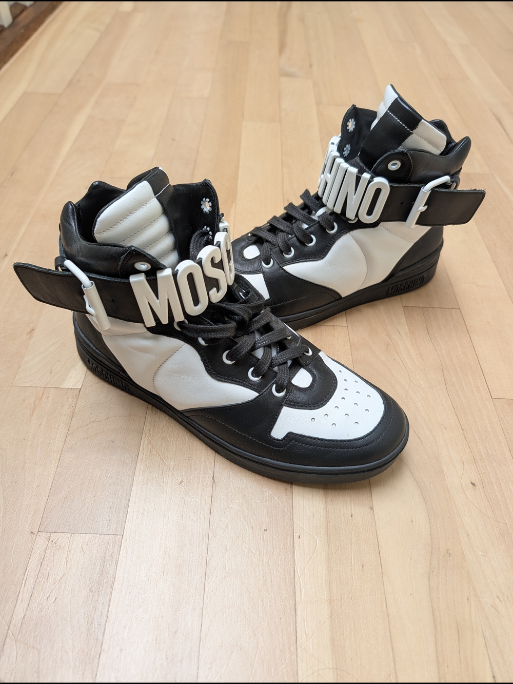 Moschino Black & White High-Top Sneakers